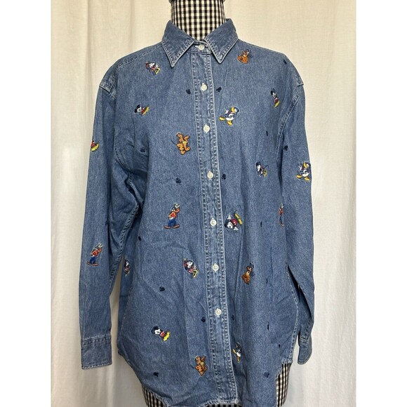 Friends Tops - Women’s Disney Store Denim Shirt Mickey & Friends Embroidered Size Medium